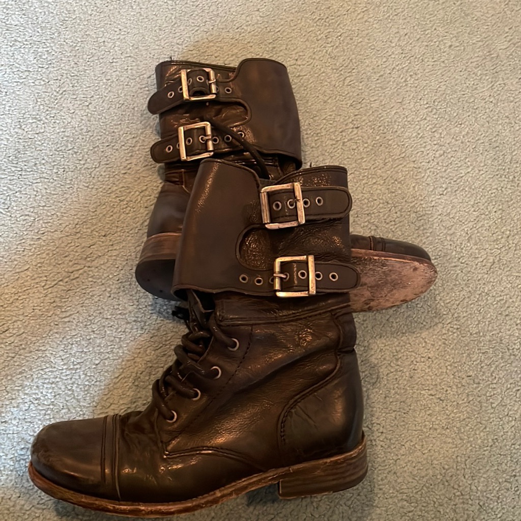 All Saints Leather Combat Boots Size 36